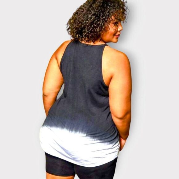 TORRID Black & Ivory Tie Dye skull high Neck Tank Top - Picture 8 of 15